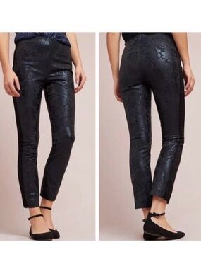 Anthropologie Essential Skinny Foil Tuxedo Pants Black 8